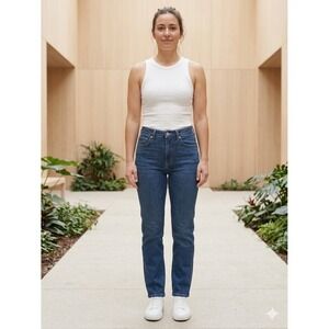 Good American Good Legs Straight Jeans Mid Rise Blue GLS873T Size 10/30 NEW